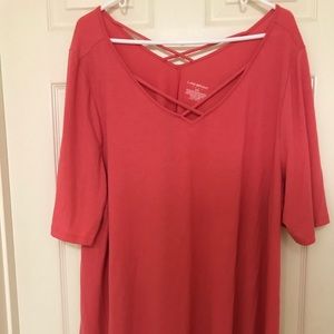 Cute cris-cross peach shirt